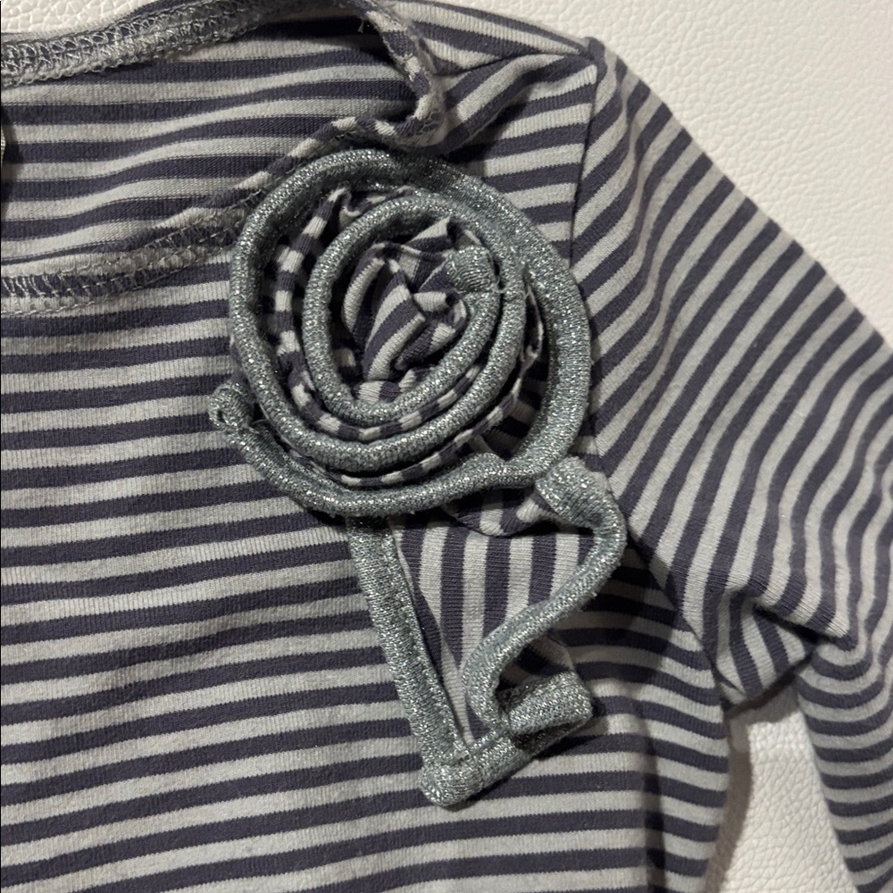 Biscotti Gray Striped Ruffle Dress - Picture 3 of 5